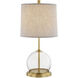 Coast Portable 22.5 inch 100.00 watt Vintage Brass Table Lamp Portable Light in Natural Linen